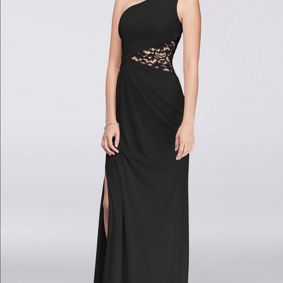 Black one shoulder mesh dress - Picture 1 of 7